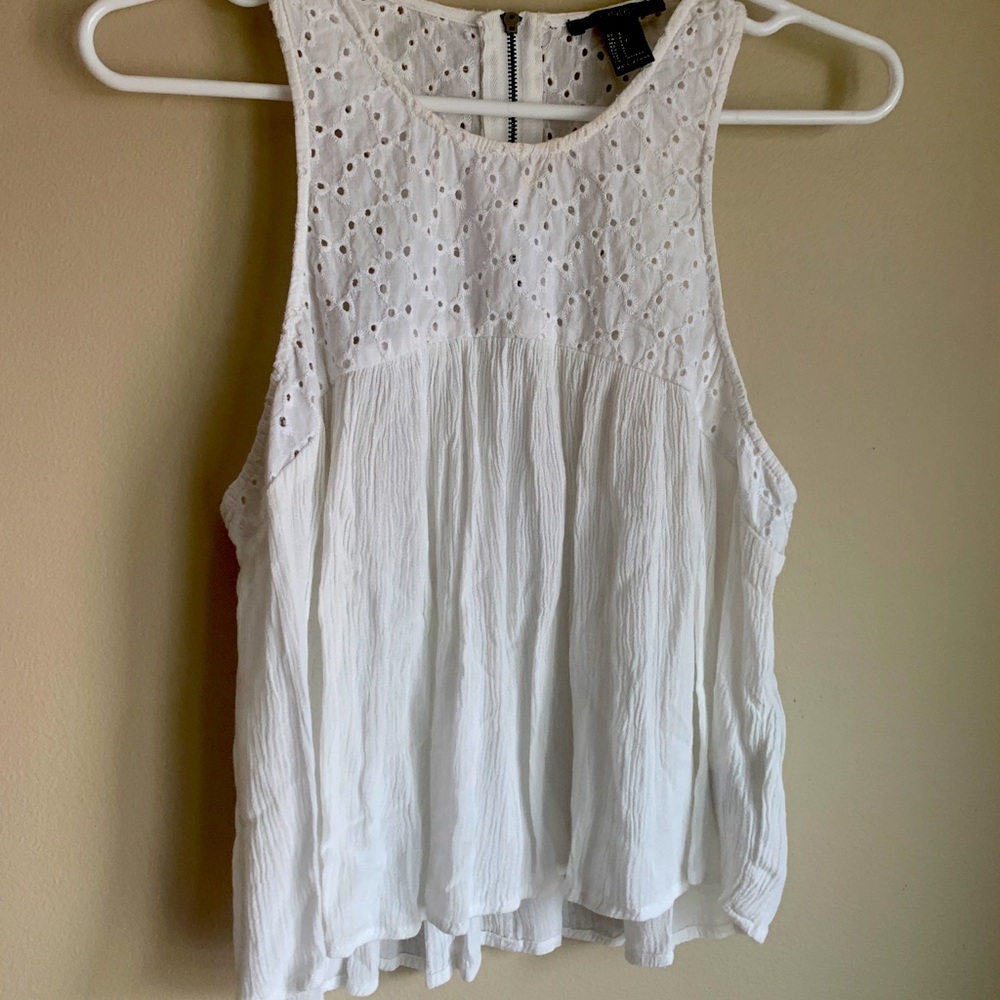 White eyelet lace tank top